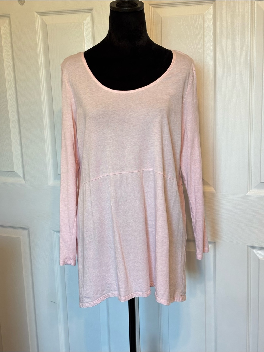 Pure Jill Relaxed Seamed Swing Tunic Scoop Neck Top in Pale Pink Women’s Large